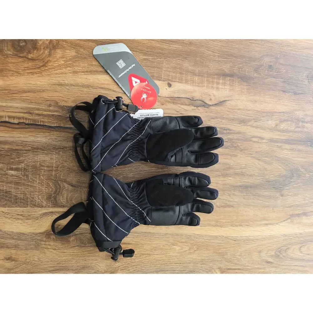 NWT Spyder Synthesis Ski Gloves Diagonal Striped Pattern Black
